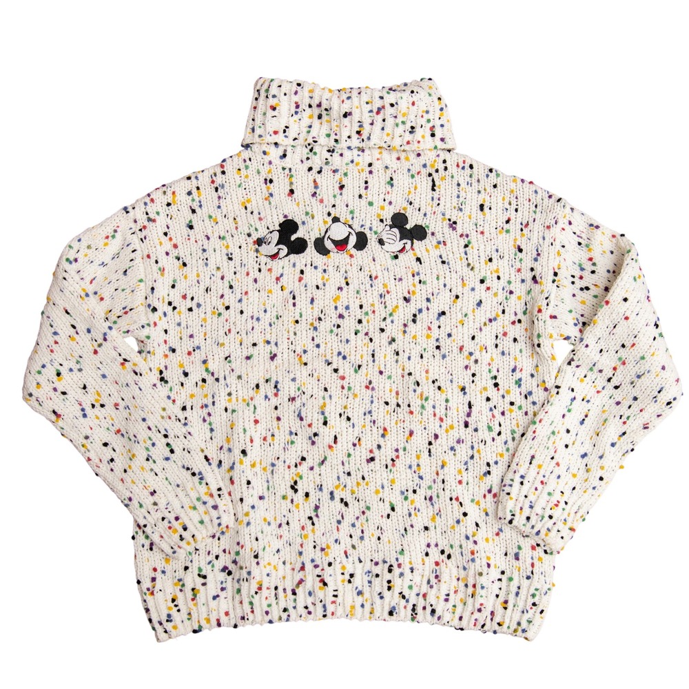 Disney Chunky Knit Turtleneck Sweater NWT Mickey Mouse Confetti Pop Culture Cozy